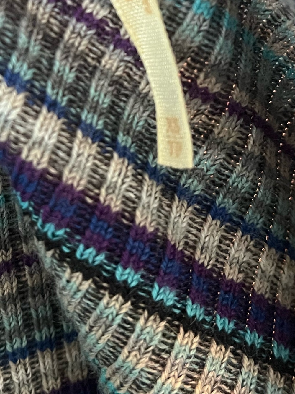 Free People Striped Chevron Knit Top in Blue, Black & Cream - Picture 4 of 5